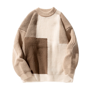 VIISHOW潮牌毛衣秋冬季圆领休闲男生宽松套头运动针织衫内搭上衣