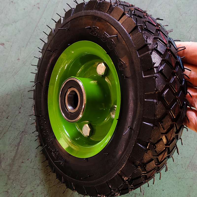 8寸10寸350-4充气打气橡胶轮老虎重型车轮子轮手推车静音脚轮轮