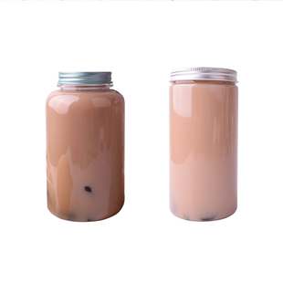 素匠泰茶本宫的茶胖胖瓶Q萌果汁外卖杯打包密封瓶PET塑料圆柱饮料