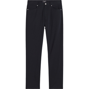 HM男装休闲裤英伦时尚简约柔然舒适合身直筒斜纹布长裤1074402