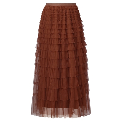 歌莉娅秋季高腰网纱蛋糕半身裙女