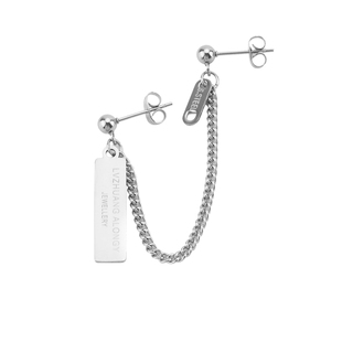 潮流双耳洞耳钉耳链男小众字母牌耳饰朋克酷女生耳夹防过敏耳环