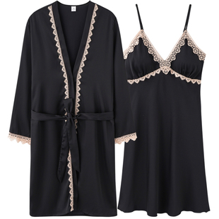 2套价情侣睡衣夏季冰丝女性感吊带裙睡袍高级感短袖男士两件套装