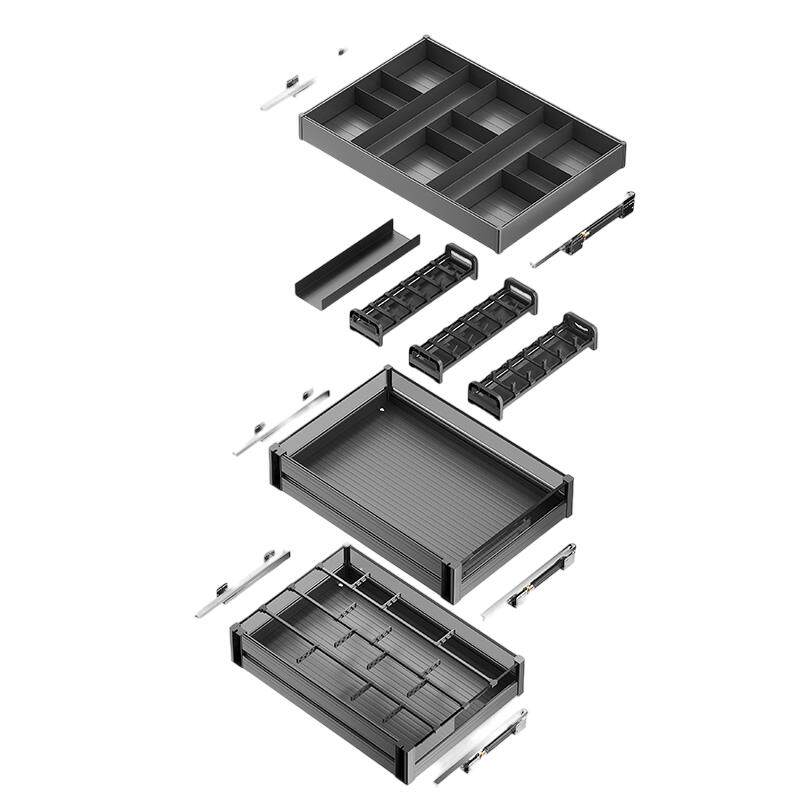 厨房橱柜拉篮抽屉式多层全铝加深拉篮碗碟锅具储物篮工具碗碟蓝