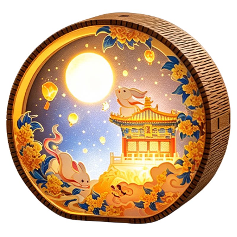瑞兔迎月氛围灯床头灯桌面装饰