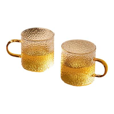 带把手锤纹耐热玻璃茶杯功夫茶具