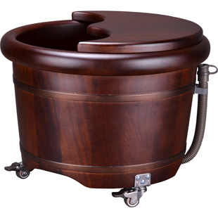 泡脚桶木桶家用过小腿足浴桶带轮子带排水木质洗脚桶花梨木足浴盆