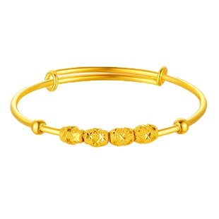 情人节TSL谢瑞麟计价黄金宝宝手镯女转运金珠平安金饰YQ824