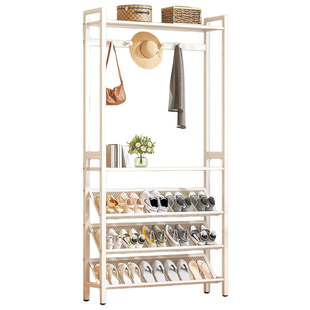 家用衣架鞋架一体简易衣帽架门口多层鞋架多功能简约出租房用鞋柜