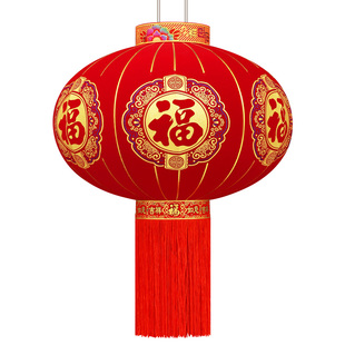 2026新款马年大红灯笼挂饰户外阳台大门口一对太阳能新年福字灯笼