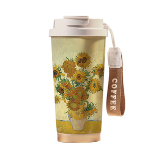 梵高保温杯女生2025新款咖啡杯女士个人专用杯子外出便携吸管水杯