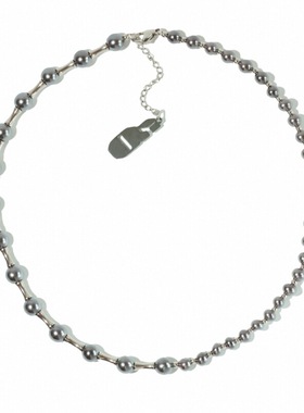 GetEmON原创高级感叠戴小众天然珍珠钛钢拼接男女串珠锁骨项链