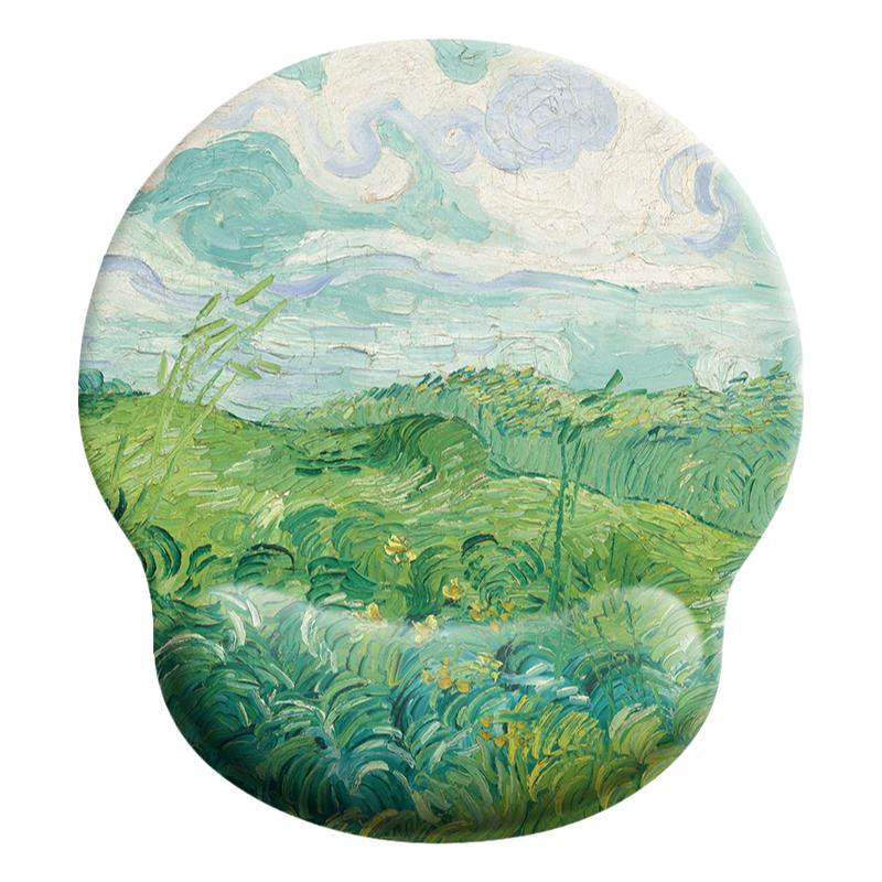 文藝梵高油畫鼠標(biāo)墊護(hù)手腕硅膠軟墊3D鍵盤手托護(hù)腕鼠標(biāo)墊子女生