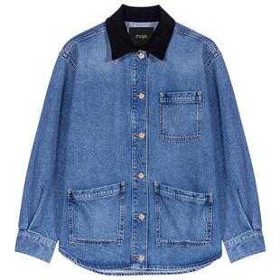 季末7折Maje秀场同款2025秋冬新款女装法式休闲衬衫式牛仔外套