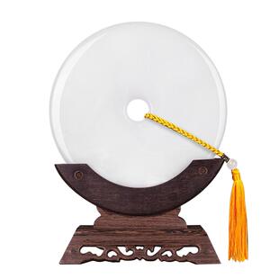 天然玉石平安扣摆件客厅博古架玉壁酒柜装饰品和氏璧乔迁新居礼物