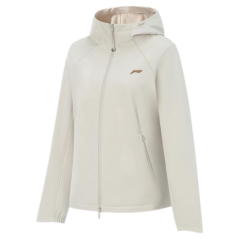 李宁防泼水宽松连帽女运动风衣