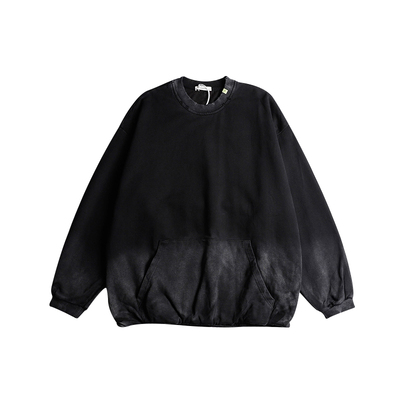 AOGZ国潮牌扎染渐变卫衣男女秋冬季新款重磅破洞做旧情侣圆领上衣