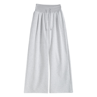 黑色运动休闲裤春秋特大码2-300斤松紧腰显瘦胖mm直筒低腰阔腿裤