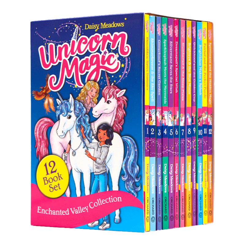 英文原版魔法独角兽系列12册礼盒装 Unicorn Magic 12 Copy Slipcase儿童冒险故事章节小说友谊主题彩虹魔法仙子作者Daisy Meadows