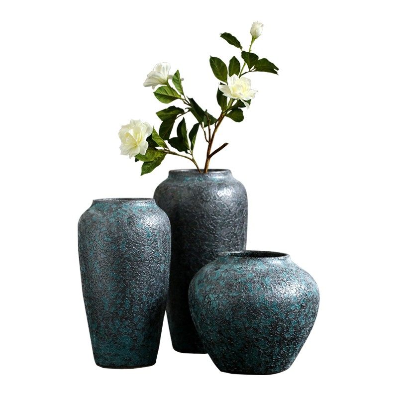 景德镇陶瓷干花花瓶日式装饰品摆件客厅家居创意复古陶艺插花花器