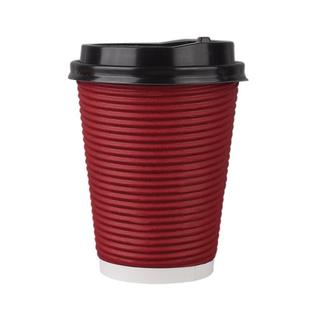 一次性咖啡纸杯加厚瓦楞纸杯隔热防烫带盖奶茶热饮杯子外卖打包杯