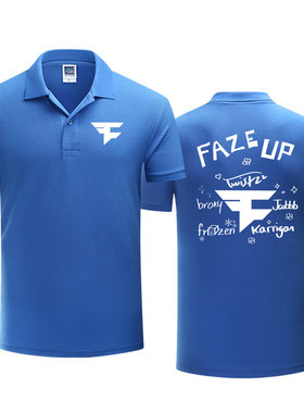 cs2go游戏major比赛FAZE战队周边签名短袖上衣夏季男士POLO衫T恤