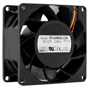 PIA080K12R富士康8038暴力12V2.8A大风量双滚珠机箱4线PWM风扇8CM