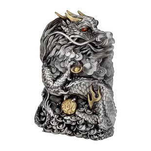 zippo打火机立体浮雕元宝龙招财貔貅藏银重甲机煤油潮流送男友