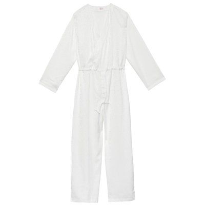 暗纹长袖一体式连衣裤家居服套装