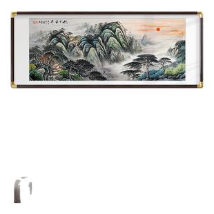 东墙旭日东升客厅挂画沙发背景墙装饰国画山水画靠山图办公室字画