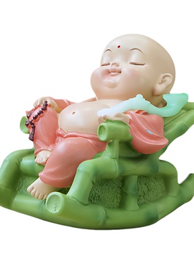 小弥勒躺椅摆件可爱装饰品