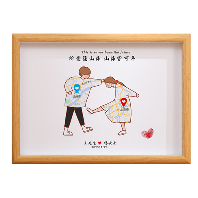 地图相框情侣一周年结婚纪念日