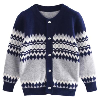 加厚儿童羊绒衫开衫男孩羊毛衫