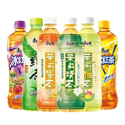 康师傅500ml*15瓶绿茶茉莉花茶冰红茶饮料调味茶整箱批发柚茶热带