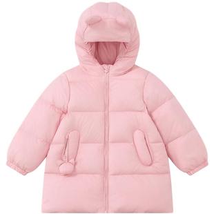 笛莎官方旗舰童装女童中长羽绒服秋冬季新款宝宝儿童蓄热三防外套
