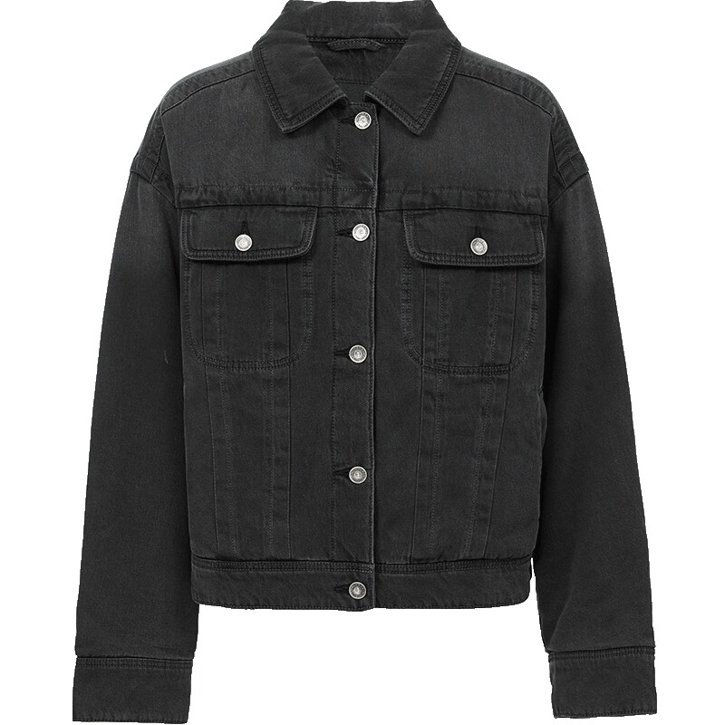 ONLY翻盖双口袋牛仔棉服外套