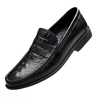 公羊皮鞋2025新款男士真皮一脚蹬黑色公务休闲鞋正装商务鞋子男款