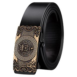 皮带男款真皮内穿无牙自动扣新款正品裤腰带男纯牛皮十二生肖皮带
