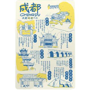 猫的天空之城明信片城市闲逛系列小维力插画明信片地标美食文创
