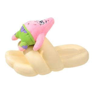 个性卡通女拖鞋海绵宝宝24夏新款一字拖露趾凉拖软底防滑家居可爱