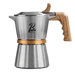 Bincoo三阀316不锈钢摩卡壶双阀家用可明火煮咖啡意式咖啡壶套装