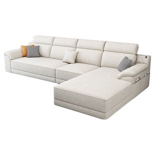 现代简约棉麻布艺沙发客厅2025新款北欧猫抓布沙发小户型贵妃乳胶