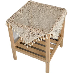 田园流苏美式蕾丝桌布ins风复古 小圆桌方桌布正方形床头柜盖布