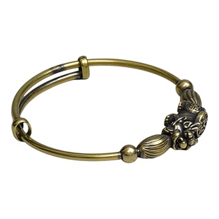 实心纯黄铜貔貅中式手串手镯男女款复古手钏饰品转运财源滚滚