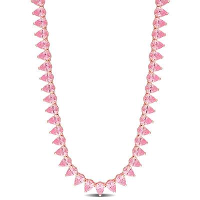自营mimi & max44 1/2 CT TGW Created 粉红色蓝宝石网球项链，镀