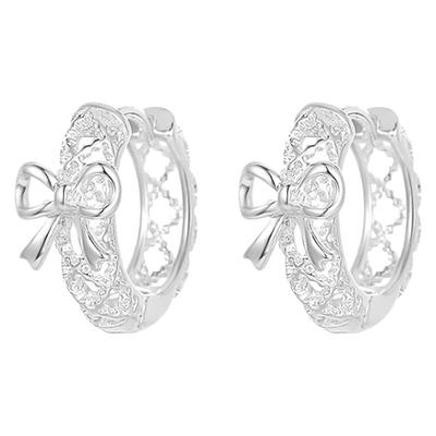 DODOGOGO法式蕾丝边蝴蝶结耳钉小众高级感显脸小耳环轻奢气质耳饰