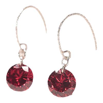 925纯银红色锆石耳挂耳钩女日韩简约耳环甜美气质耳饰小众潮80616