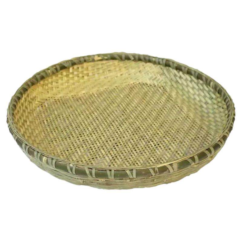 竹制品家用圆簸箕 有孔无孔竹筛子手工竹编制品竹匾干货晾晒装饰