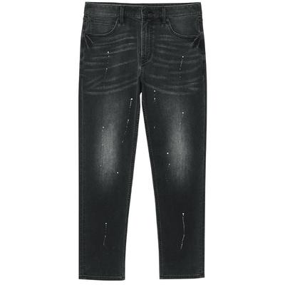 903杰克琼斯秋季牛仔裤直筒水洗猫须设计泼墨设计感长裤子男款