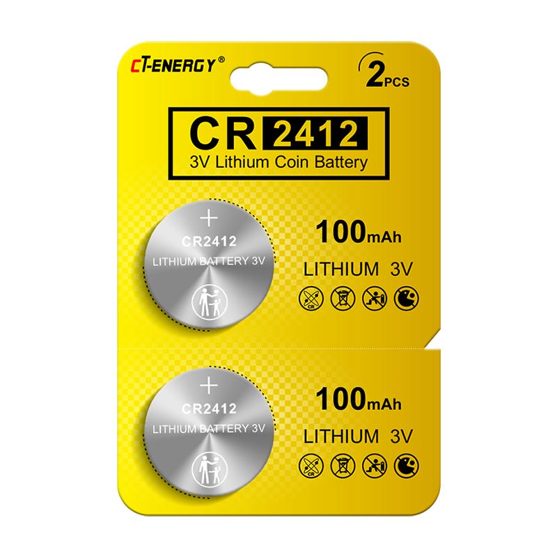驰特纽扣锂电池CR2412汽车卡片钥匙智能遥控3V 适用于红旗HS5 HS7 H9丰田皇冠比亚迪雷克萨斯